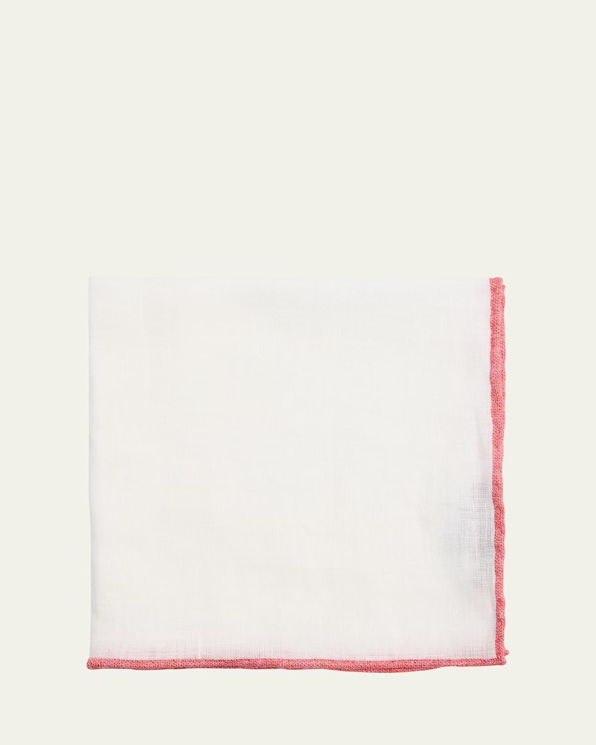 Mens Linen Contrast-Trim Pocket Square Product Image