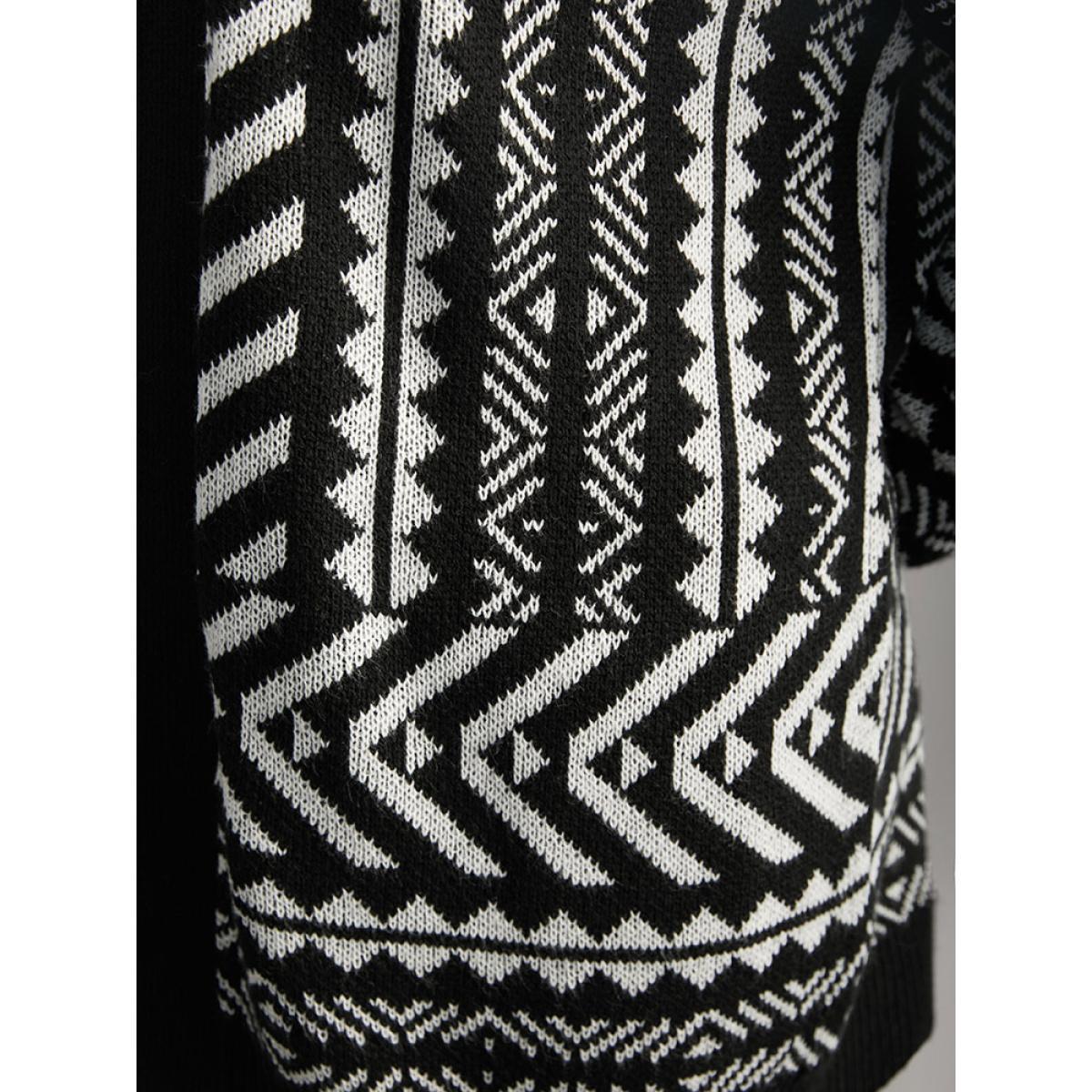 Plus Size Bandana Print Open Front Loose Cardigan Black Women Casual Loose Long Sleeve Dailywear Cardigans BloomChic 30/6X Product Image
