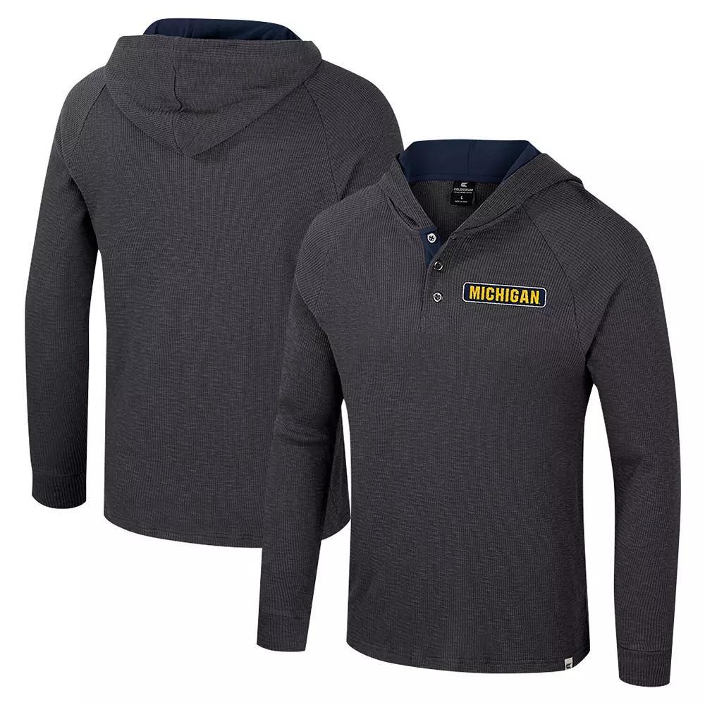 Men's Colosseum  Charcoal Michigan State Spartans Dujour Ralgan Long Sleeve Henley Hoodie T-Shirt, Size: Medium Product Image