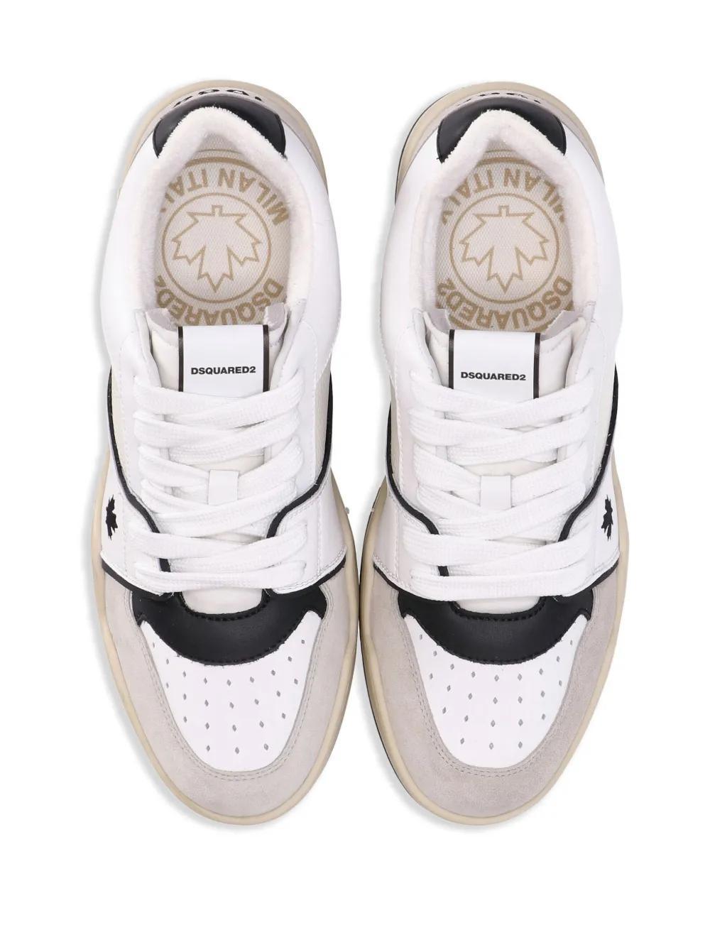 Spiker leaf-embroidered leather sneakers Product Image