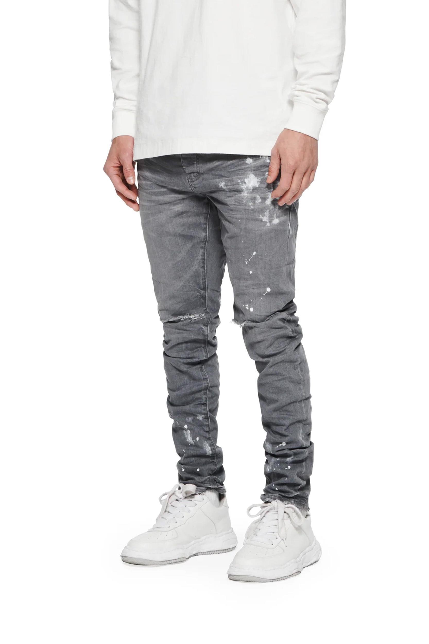 P001 Worn Grey Knee Slit Male Product Image