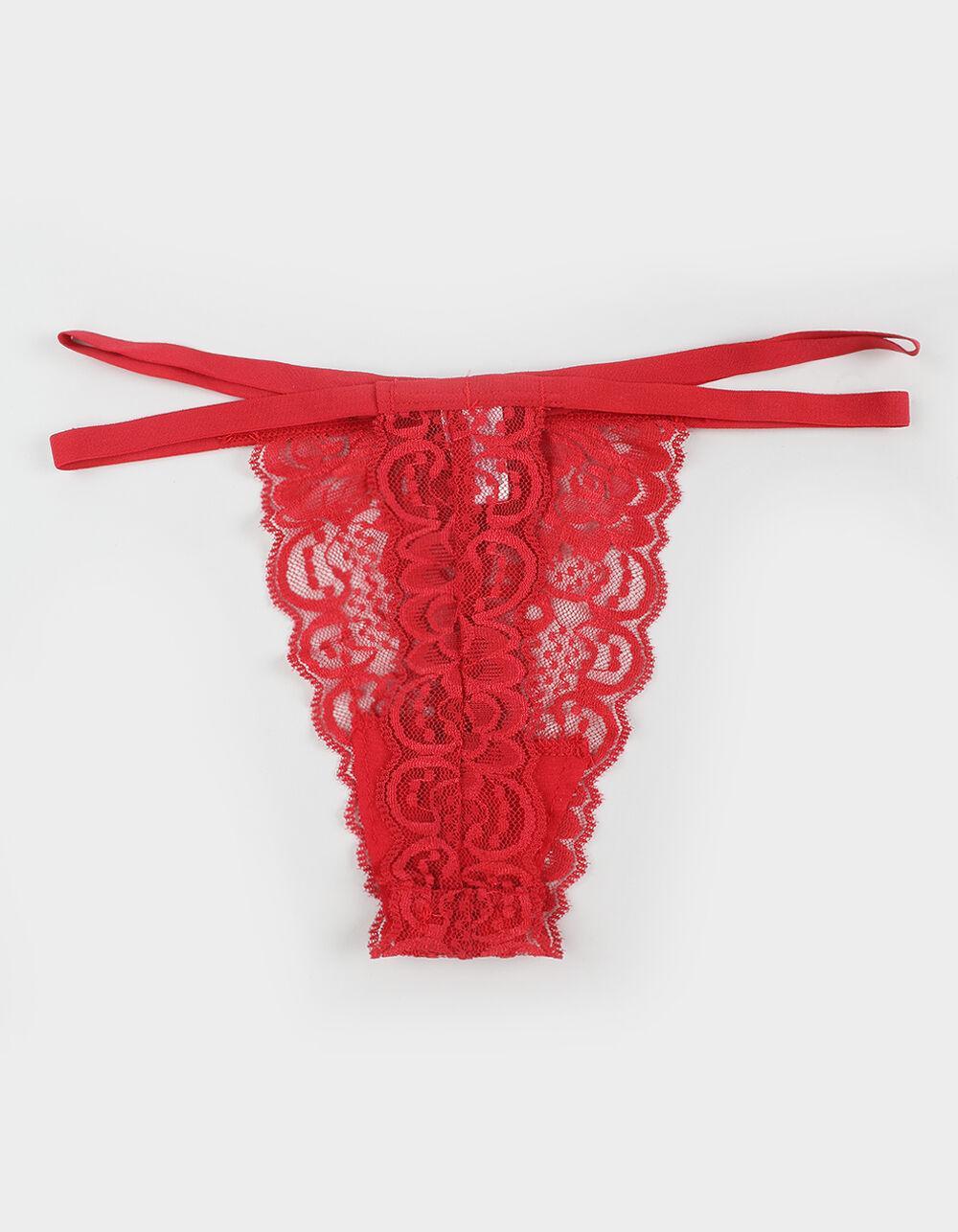 FULL TILT Double Side Strap Lace Thong - RED Product Image