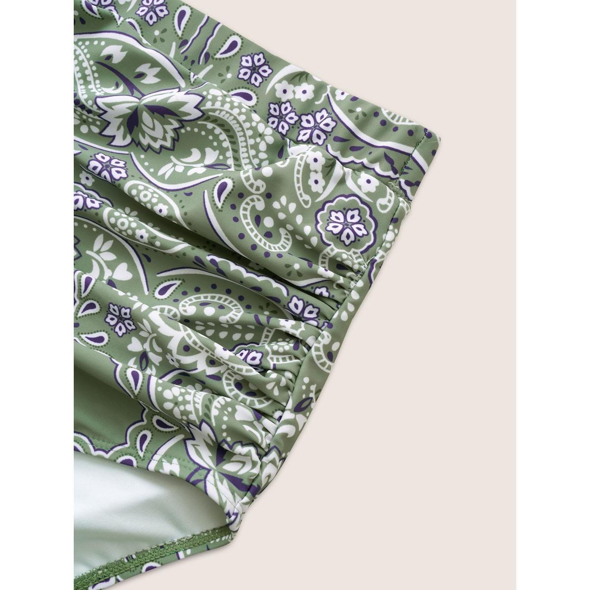 Plus Size Ruched Bandana Print High Rise Swim Bottom Women's Swimwear Moss Beach Non High stretch Skinny High Rise Curve Swim Bottoms BloomChic 18-20/2X Product Image