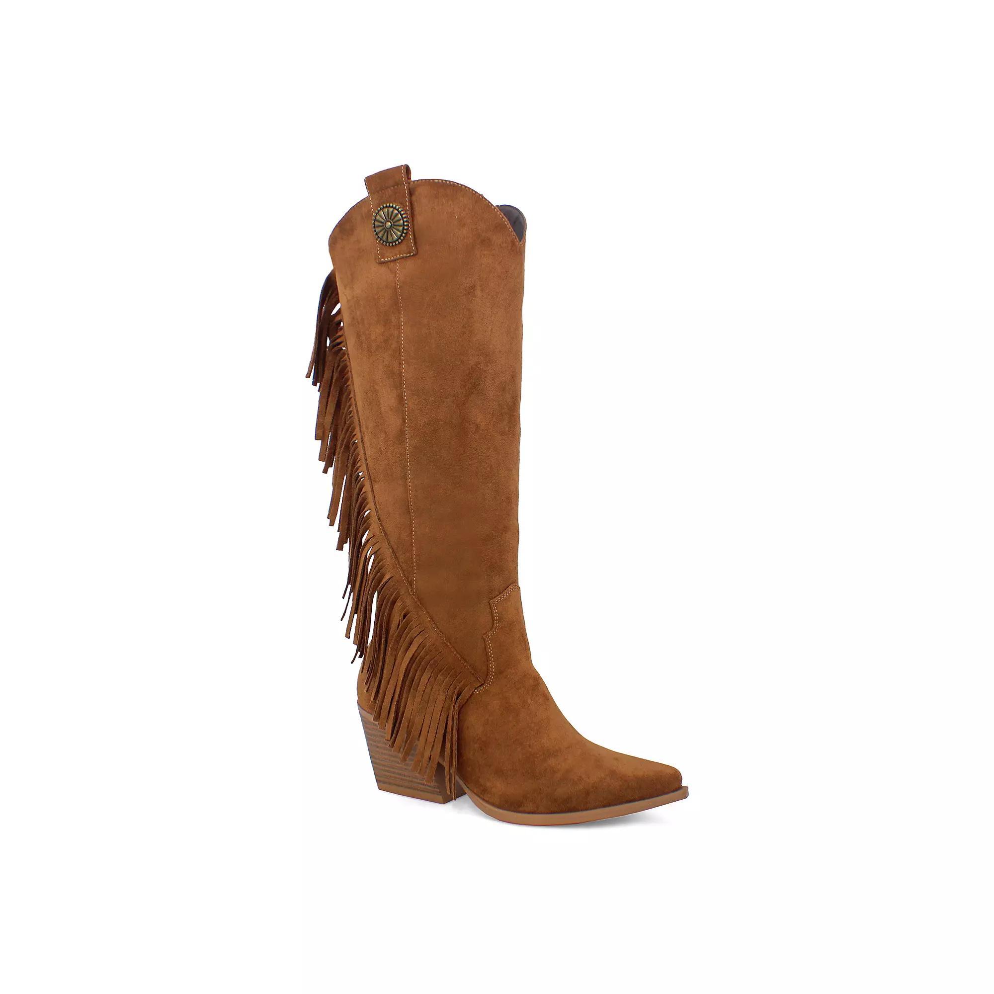 Yoki Gayle-29 Womens Knee-High Fringe Boots Red Product Image
