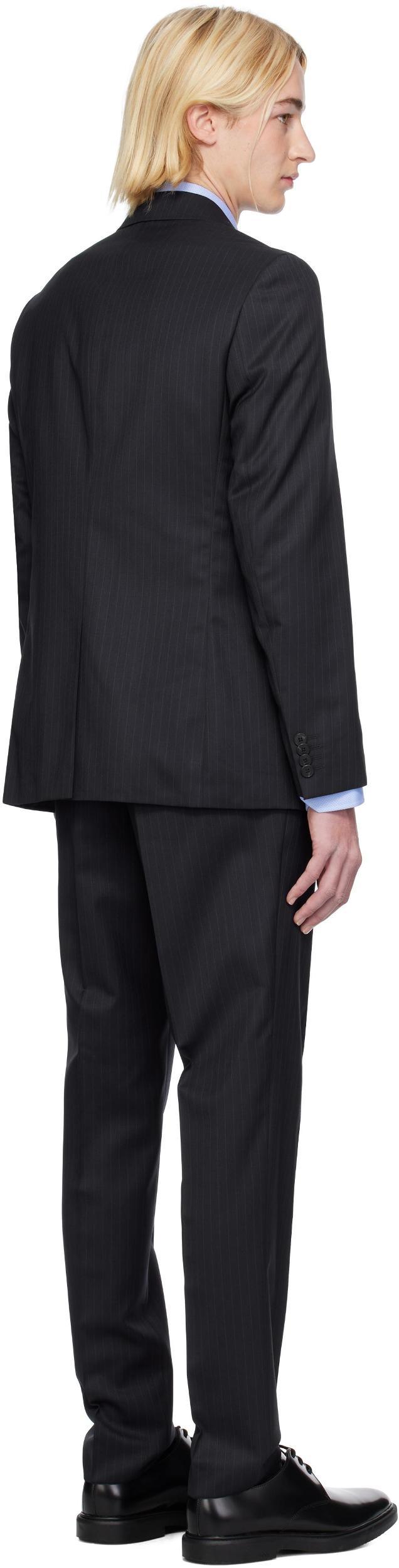 HUGO BOSS Huge Genius Dark Blue Solid Two Button Notch Lapel Wool Suit In 404-dark Blue Product Image