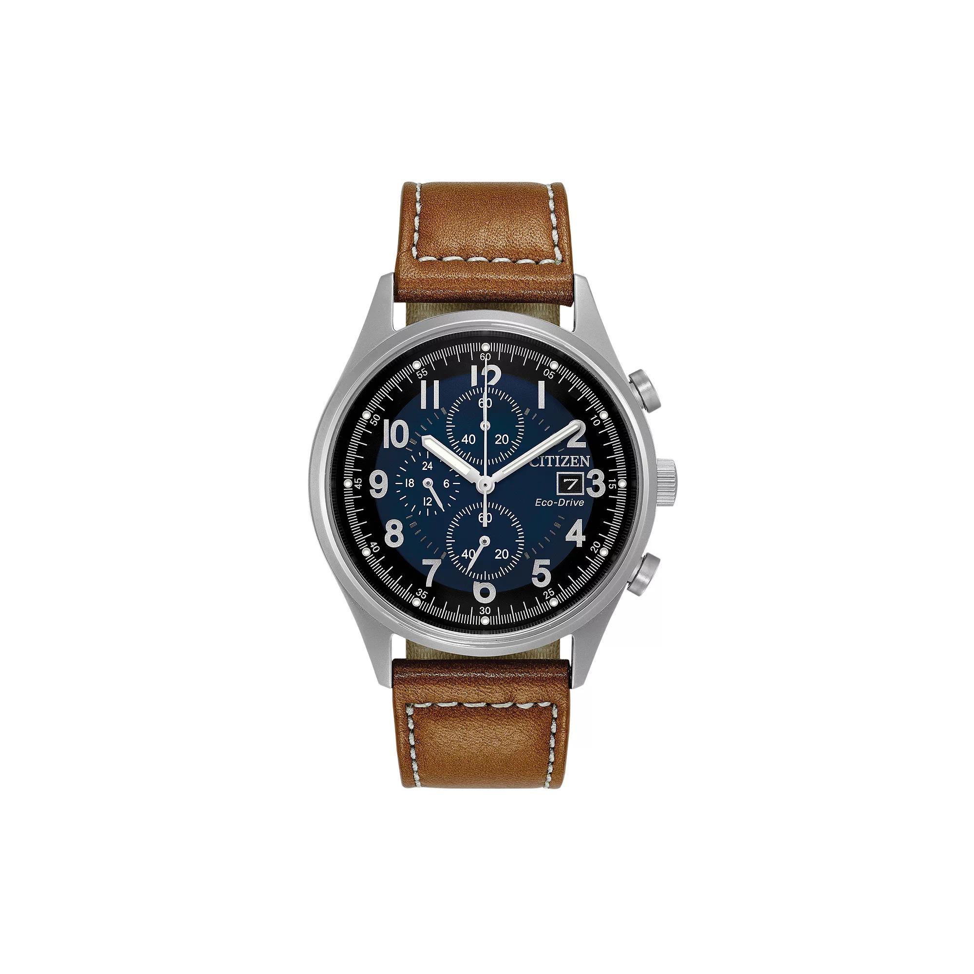 Citizen Eco-Drive Men's Chandler Leather Watch - CA0621-05L, Size: Large, Brown Product Image