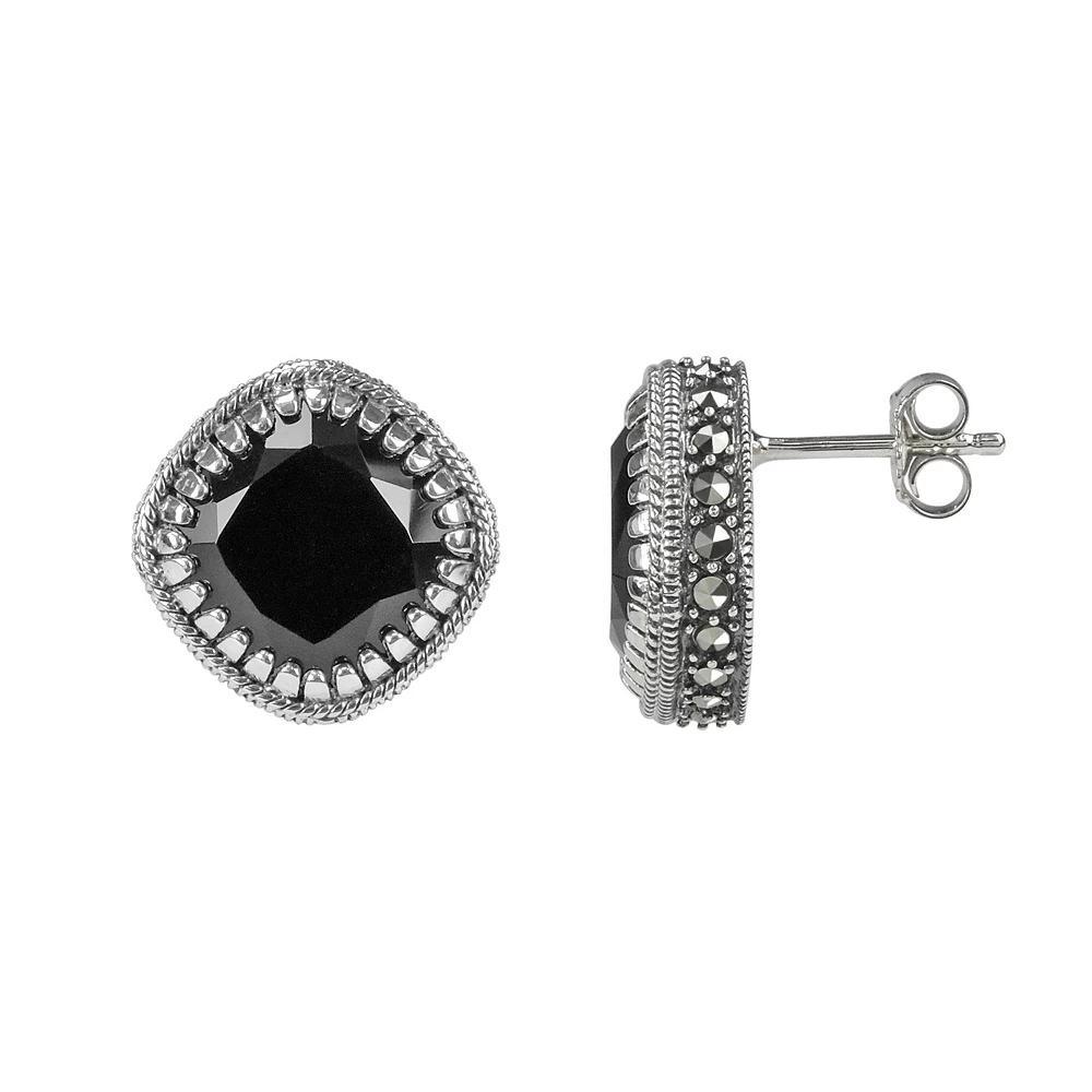 Lavish by TJM Sterling Silver Black Onyx Stud Earrings, Women's Product Image