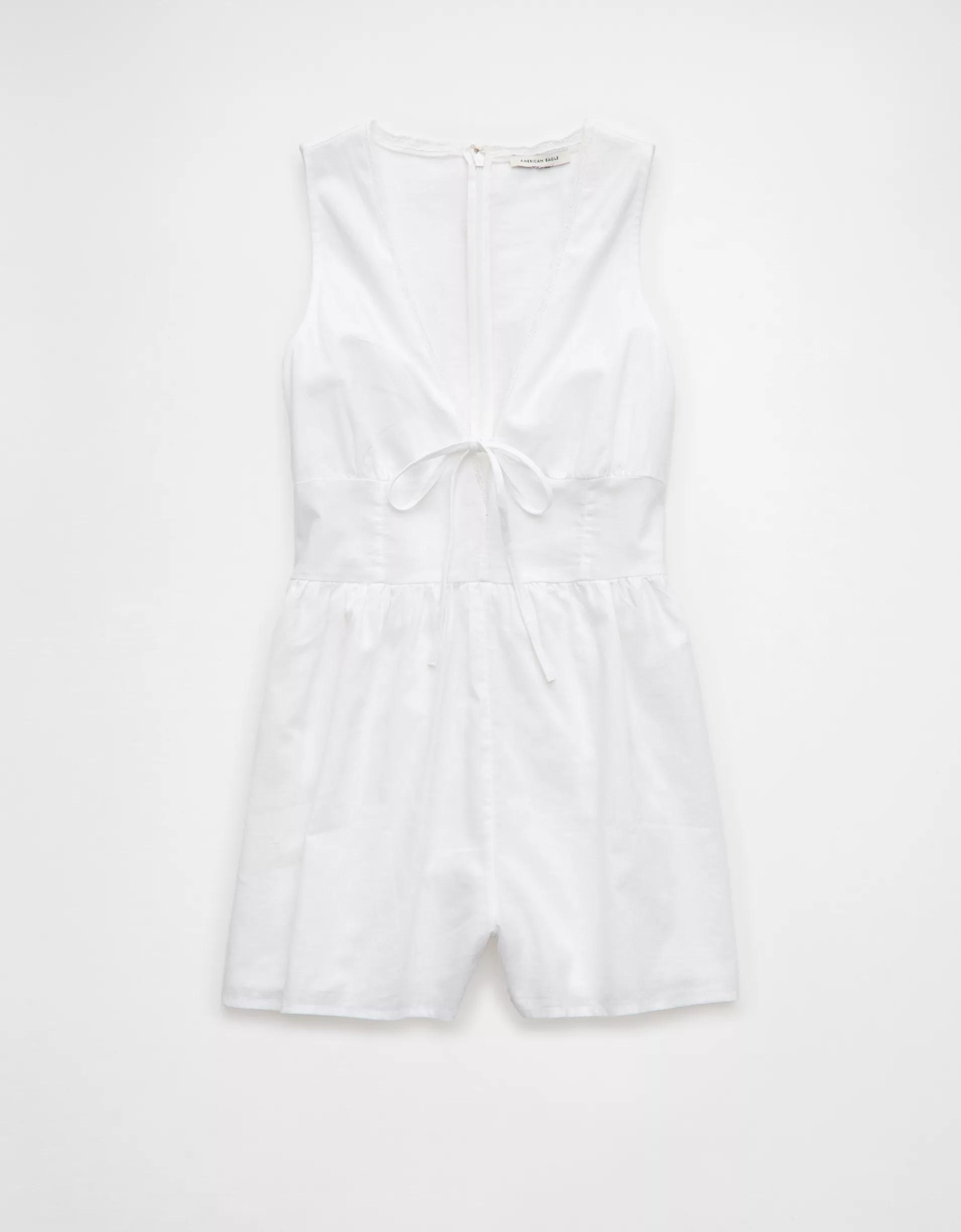 AE Tie Front V-Neck Romper Product Image