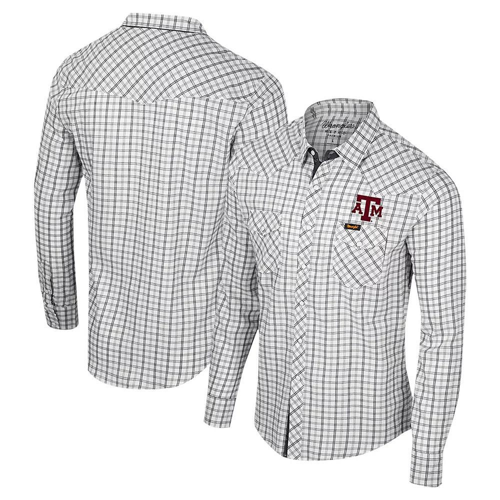 Men's Colosseum x Wrangler White Mississippi State Bulldogs Plaid Window Pane Long Sleeve Full-Snap Shirt, Size: Large, Mst White Product Image