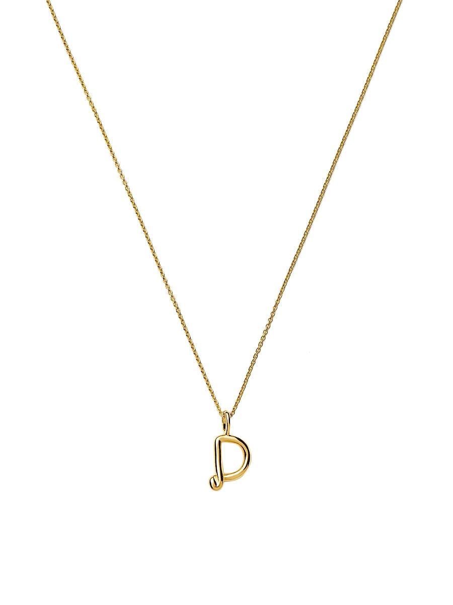 Womens 18K-Yellow-Gold Vermeil Curly Molten Mini Initial Pendant Necklace Product Image
