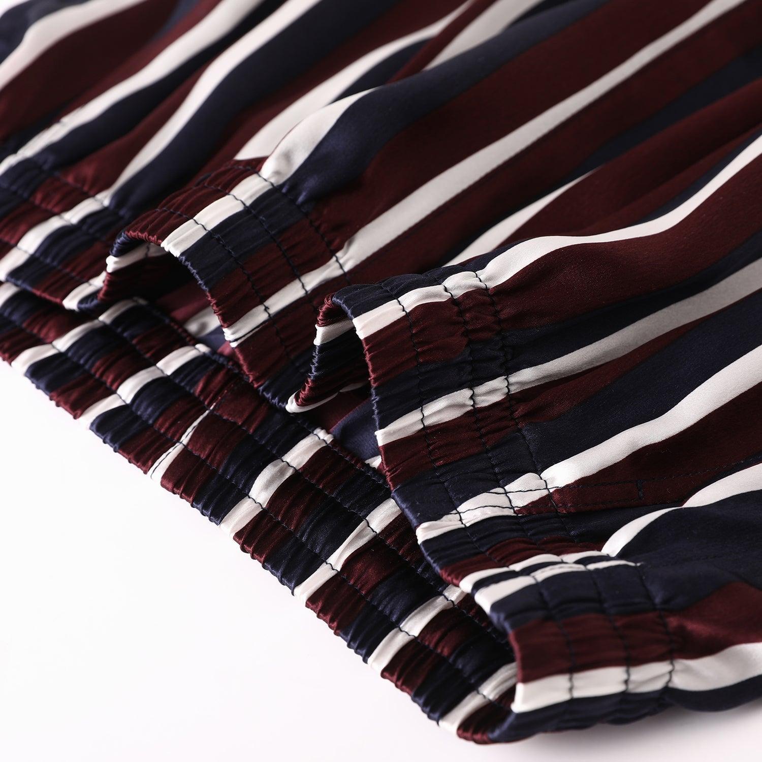 Pure Mulberry Silk Striped Men's Shorts | Mid Waist | 19 Momme Silk Charmeuse Product Image