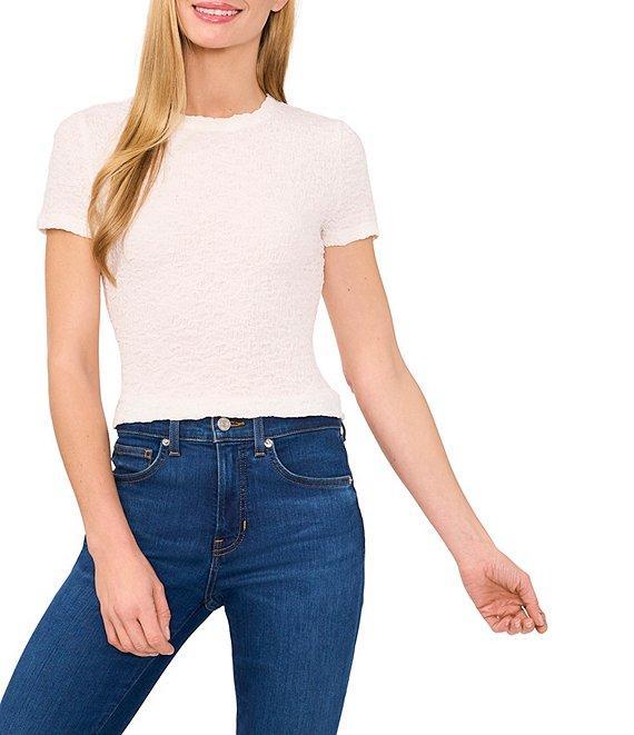 CeCe Textured Knit Crew Neck Short Sleeve Tee Product Image