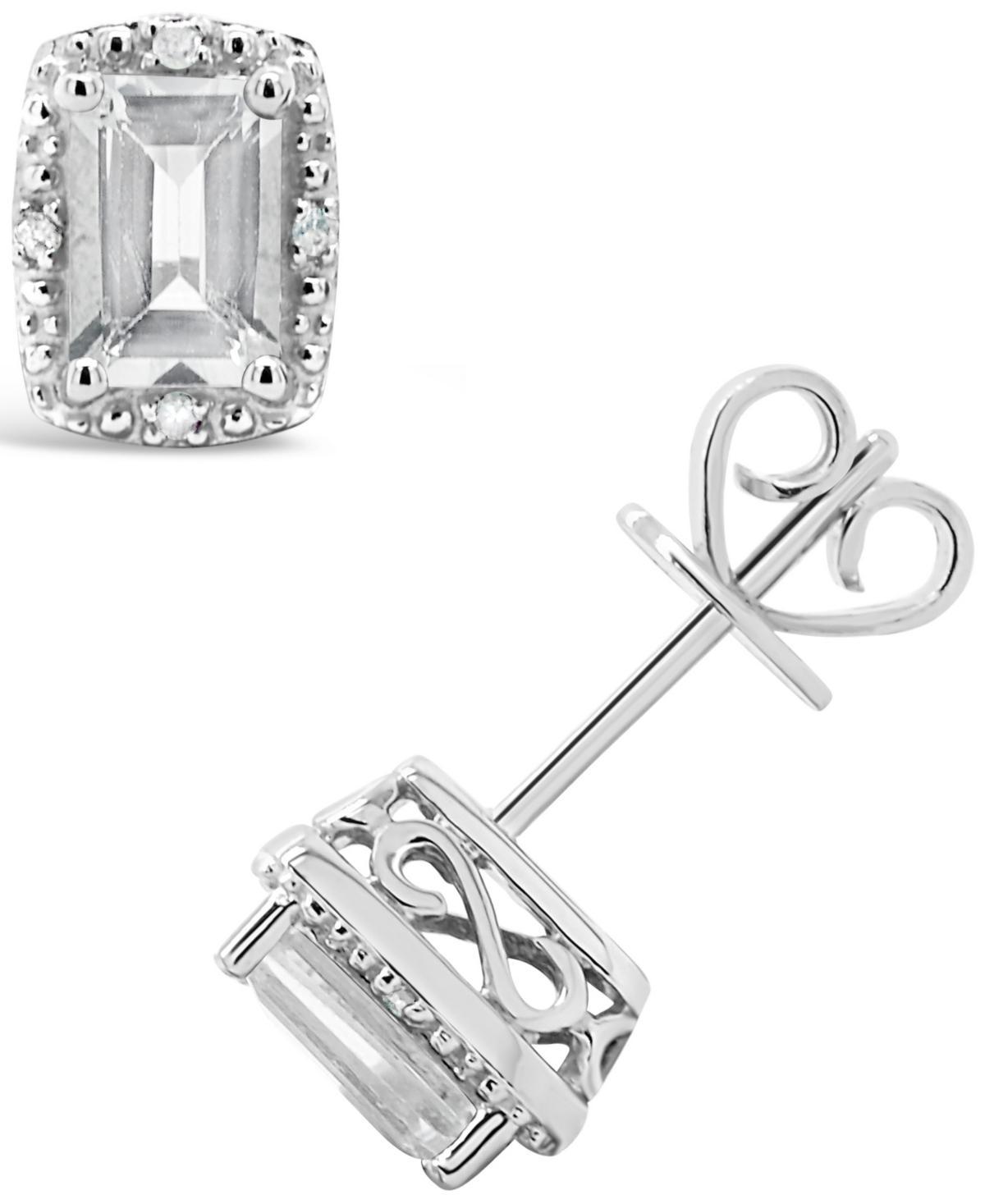Celebration Gems Sterling Silver Pear Shaped Genuine Amethyst Diamond Accent Stud Earrings, Women's, Blue Topaz Product Image