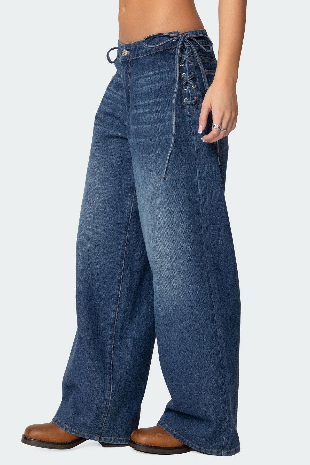 Katt Lace Up Baggy Jeans Product Image