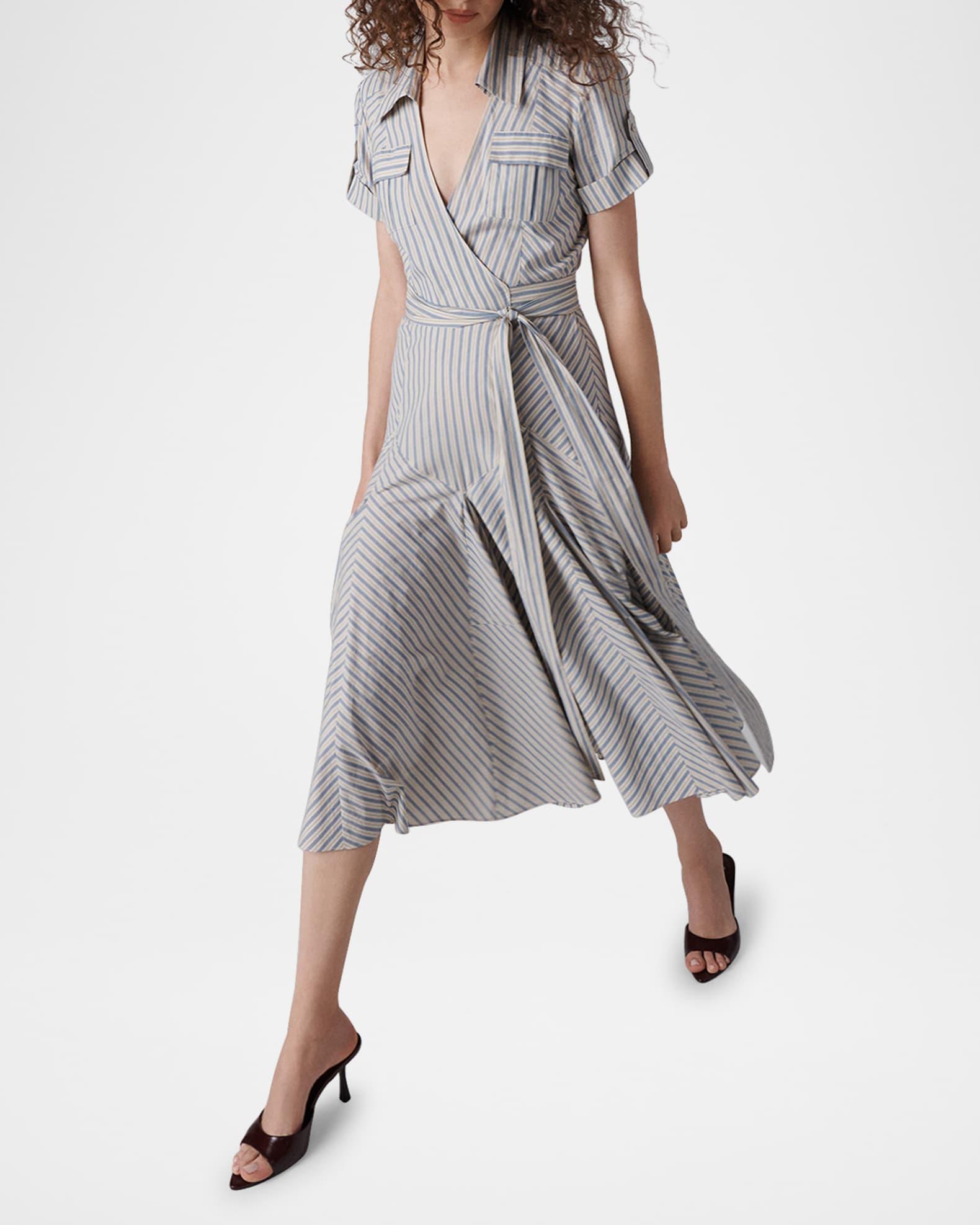 Oakley Striped Cotton Midi Wrap Shirtdress Product Image