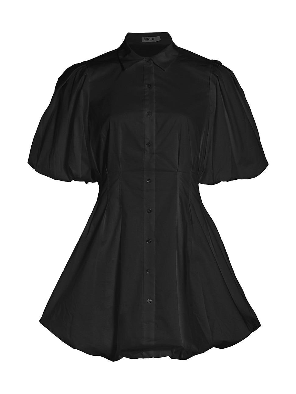 Cleo Polin Balloon-Sleeve Pleated Mini Dress Product Image