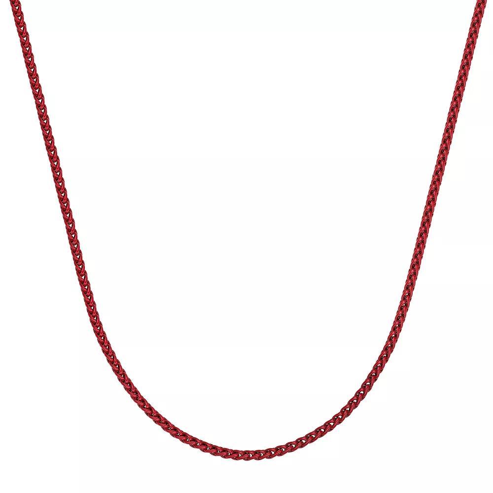 Men's LYNX Red Acrylic Coated Stainless Steel 3 mm Wheat Chain Necklace, Size: 18" Product Image