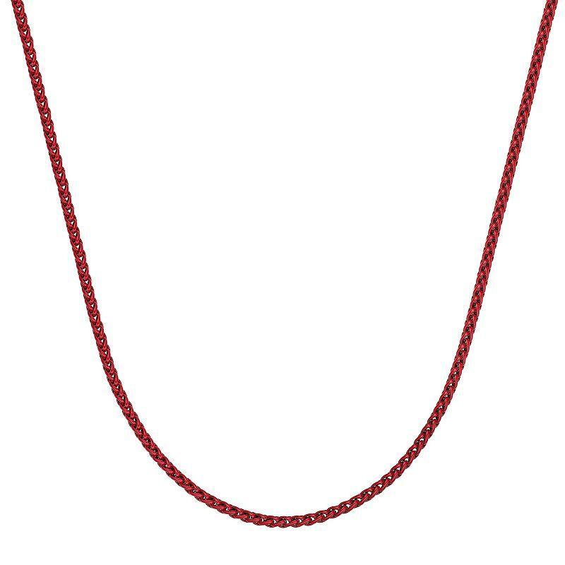 Men's LYNX Red Acrylic Coated Stainless Steel 3 mm Wheat Chain Necklace, Size: 18" Product Image