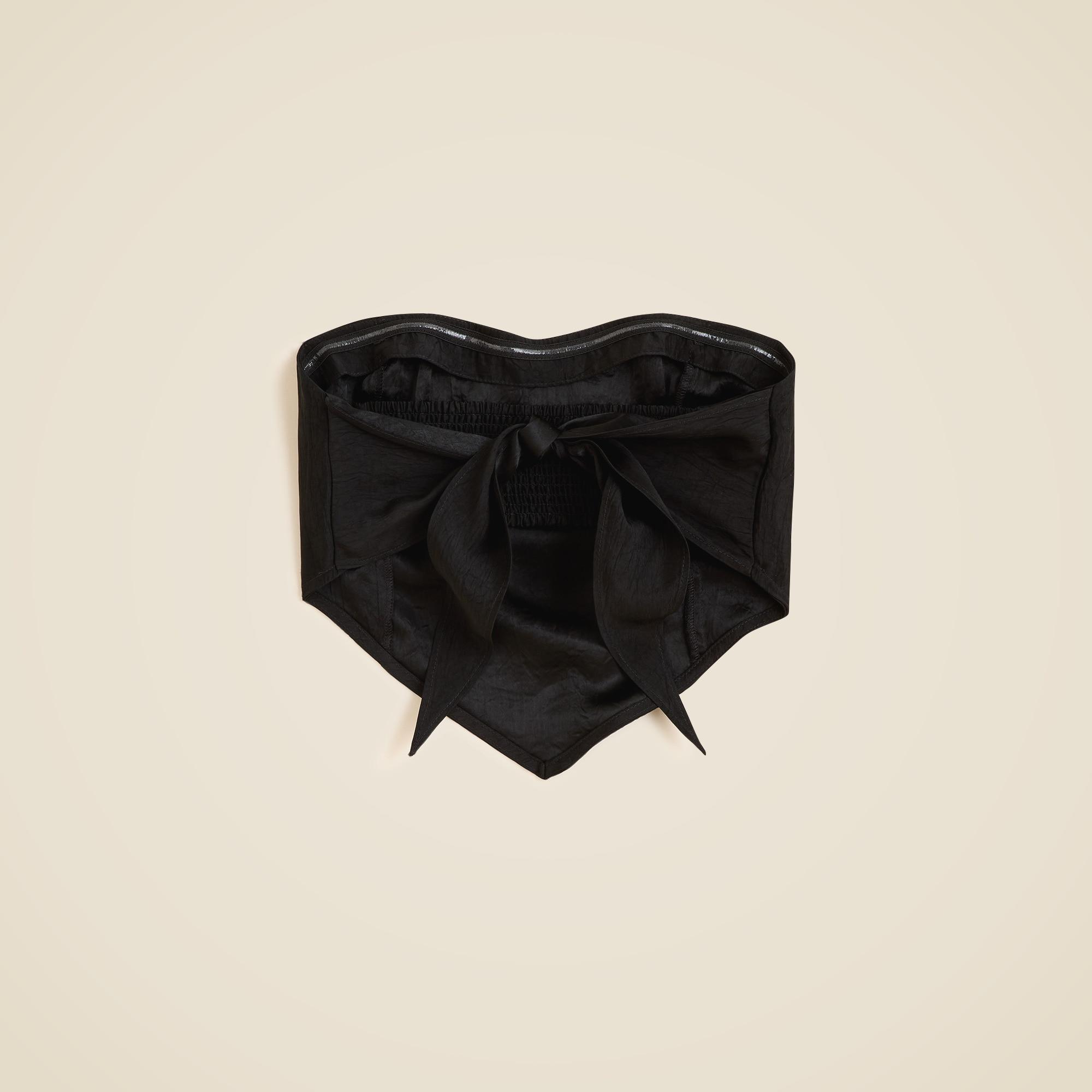 Tie-back tube top in textured satin Product Image