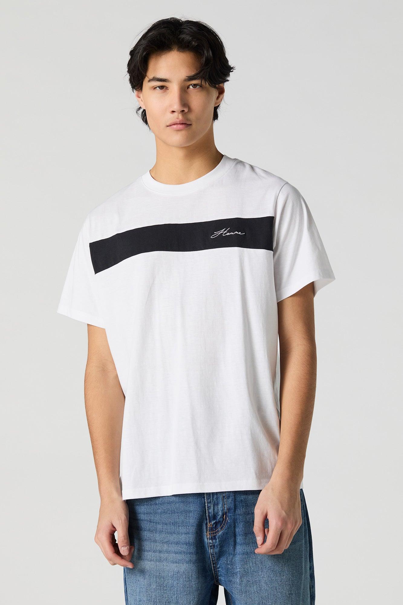 Embroidered Colourblock T-Shirt Male Product Image
