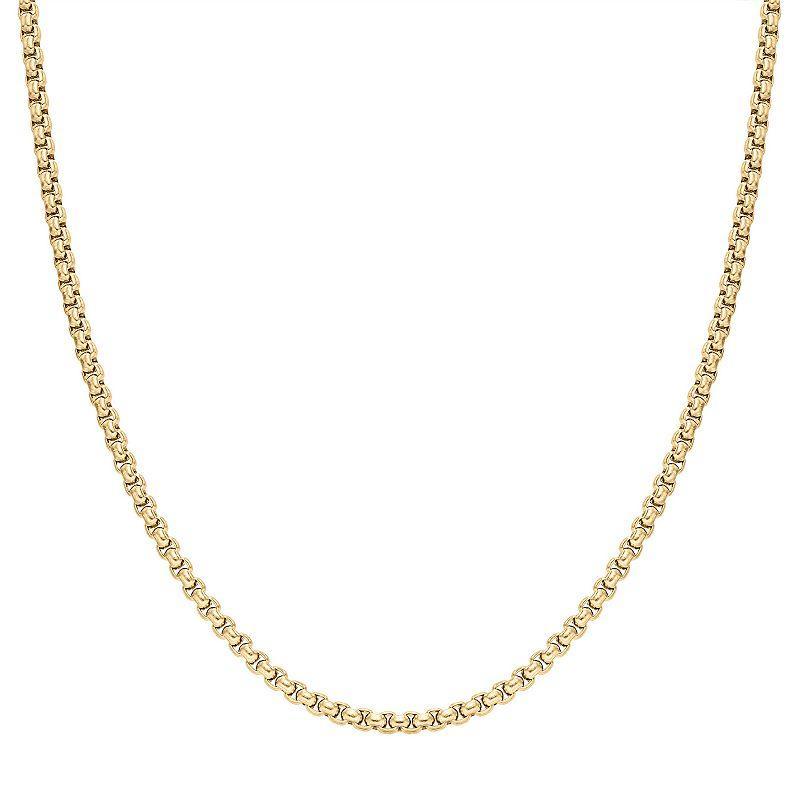 Mens LYNX Stainless Steel 3.5 mm Box Chain Necklace Gold Tone Product Image