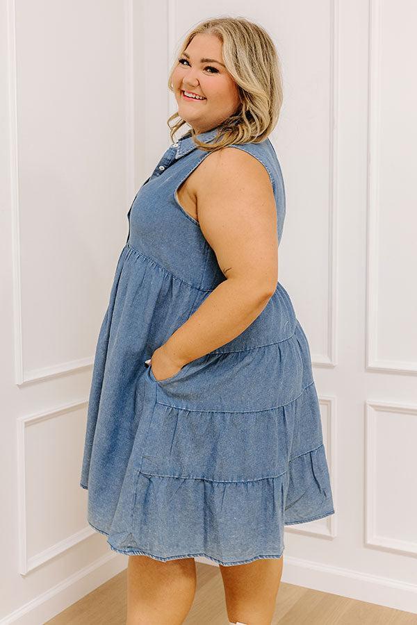 Ocean Retreat Chambray Mini Dress Curves Product Image