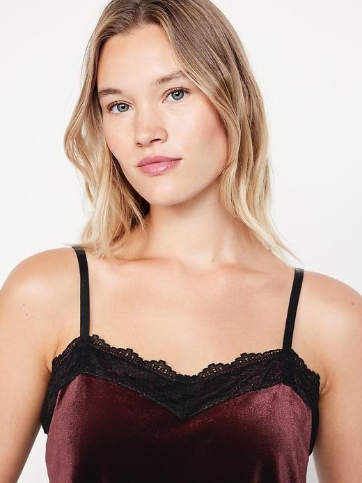 Lace-Trim Velvet Top Product Image