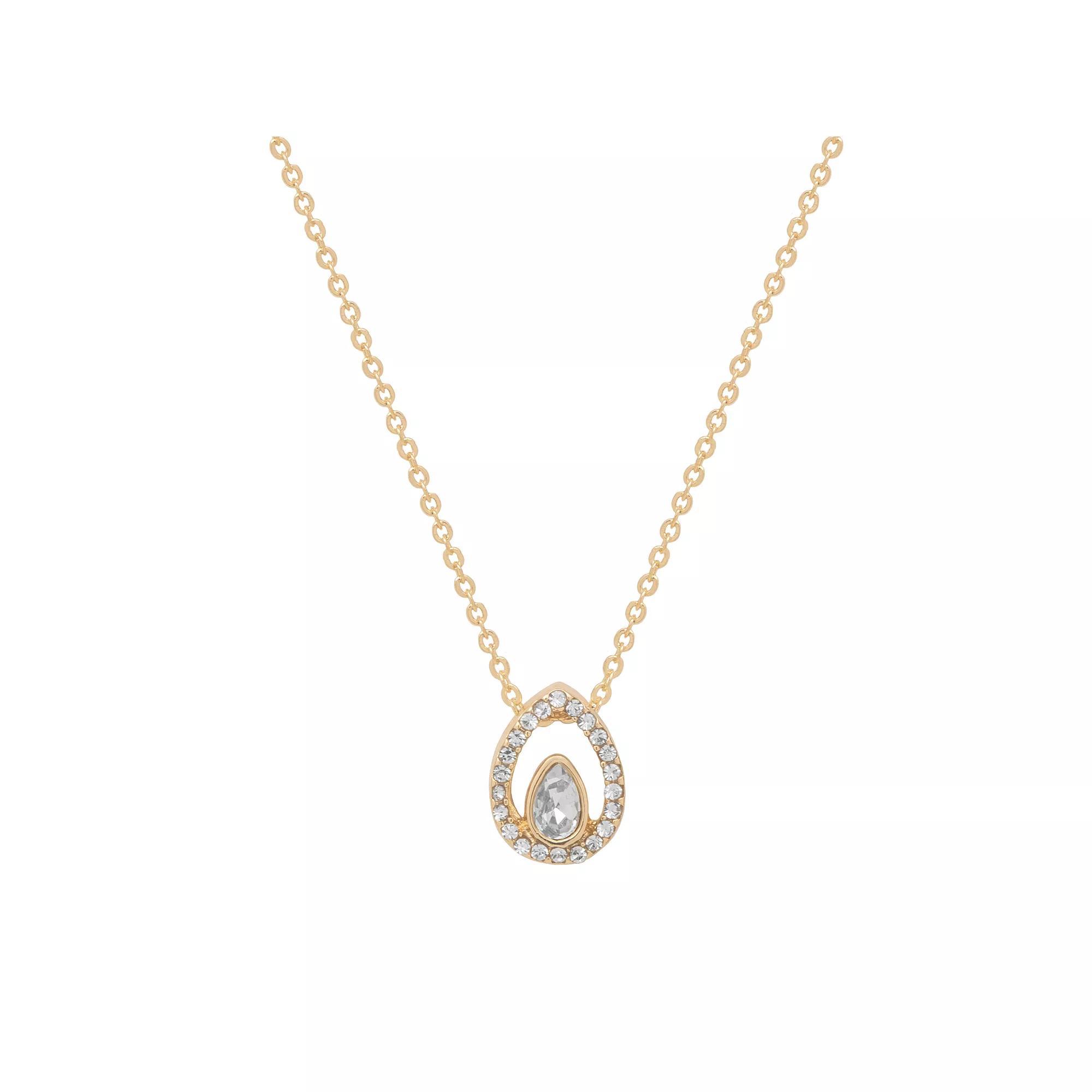 LC Lauren Conrad Gold Tone Pave Pendant Necklace, Women's, Clear Product Image
