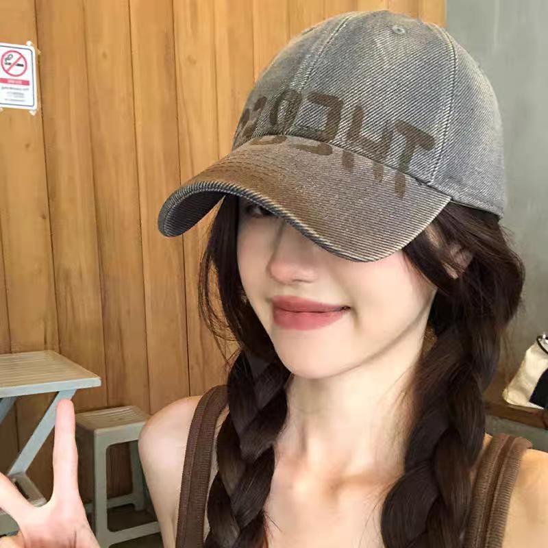 Lettering Print Washed / Plain Baseball Cap Product Image