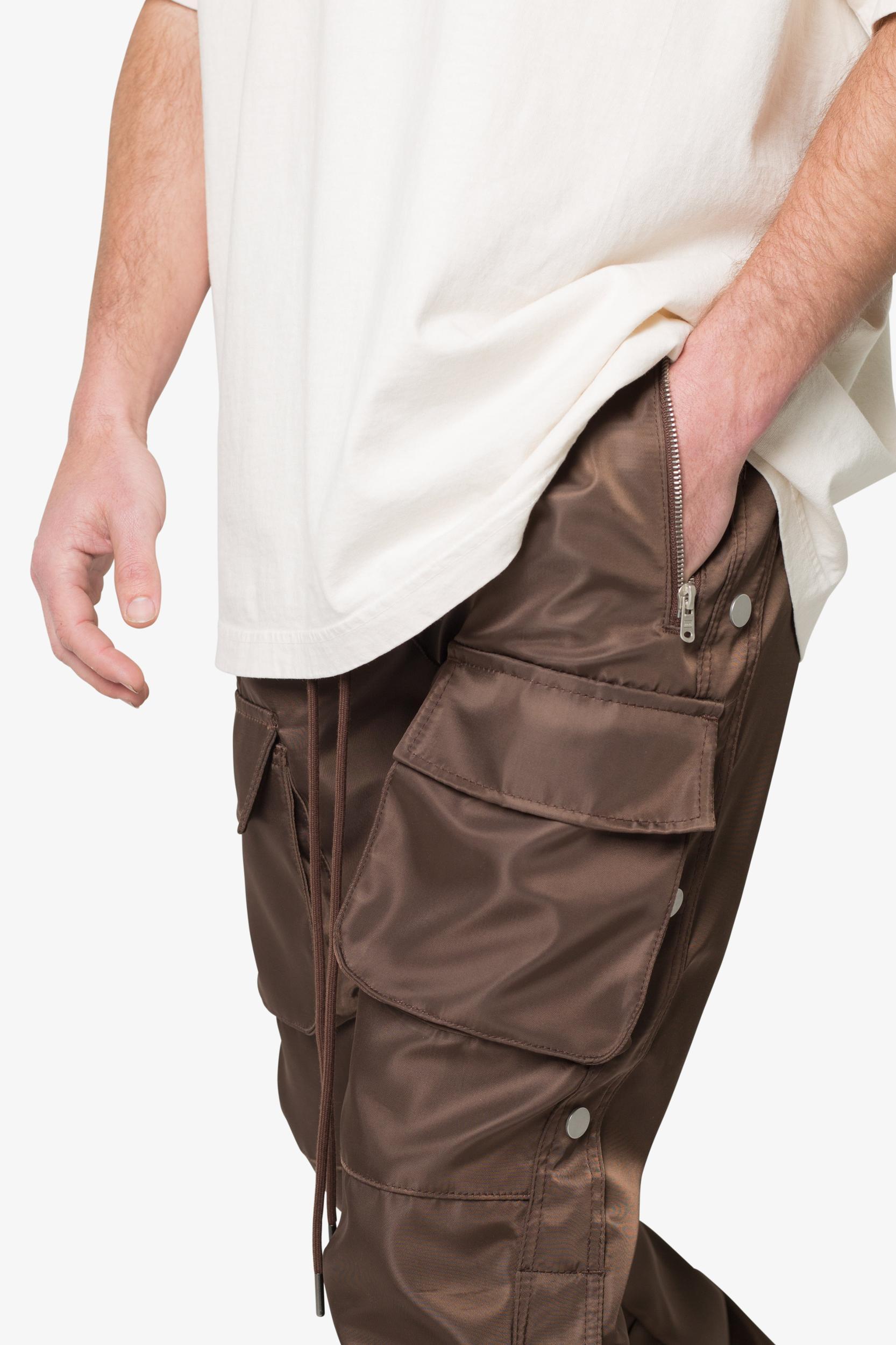 Snap Front Cargo Pants - Brown Product Image