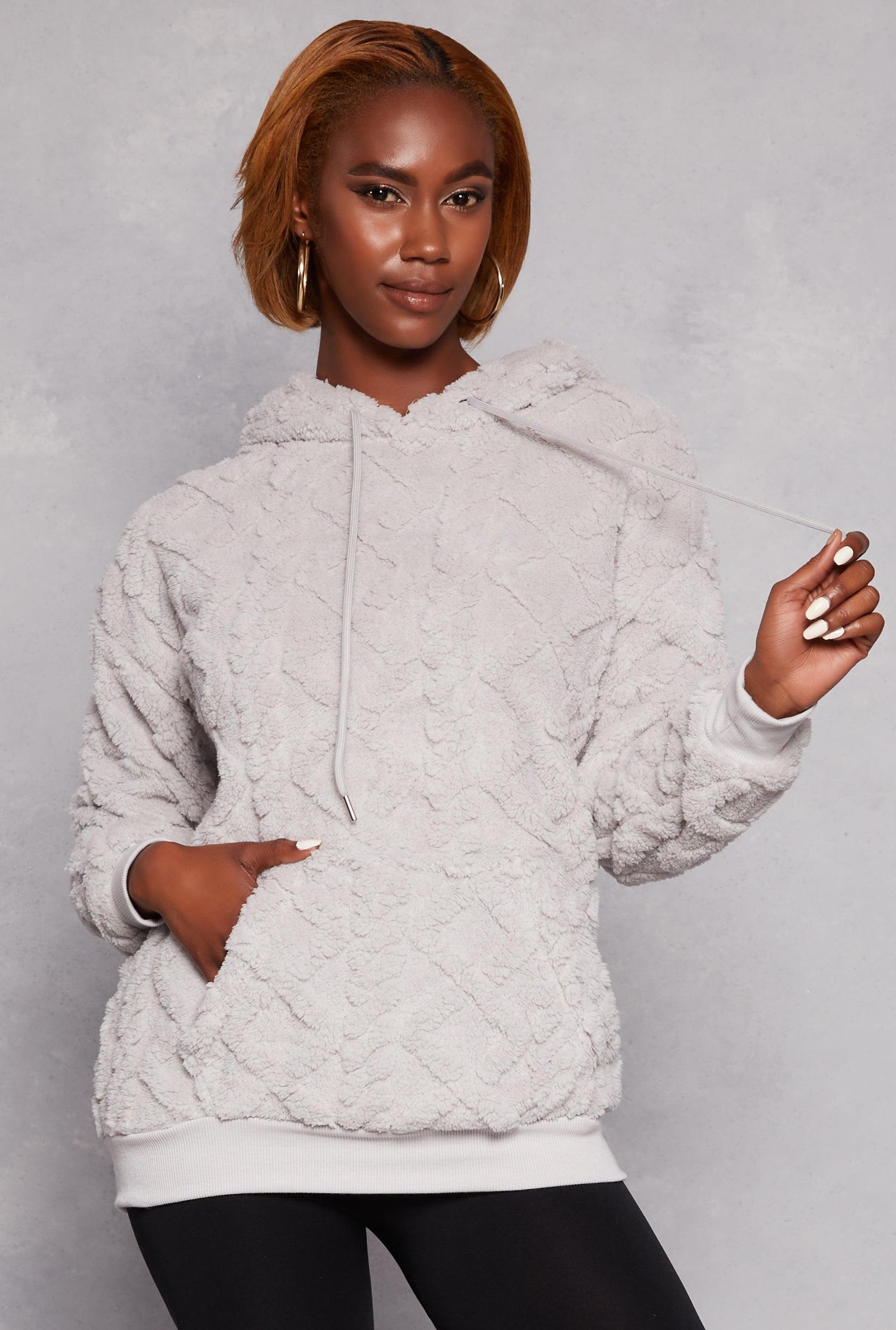 Womens Almost Famous Faux Fur Hoodie Product Image