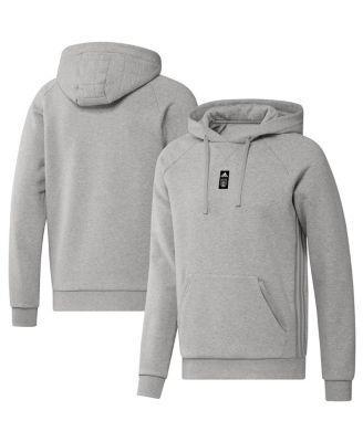 Mens adidas Heathered Gray Austin FC Travel Raglan Pullover Hoodie Product Image