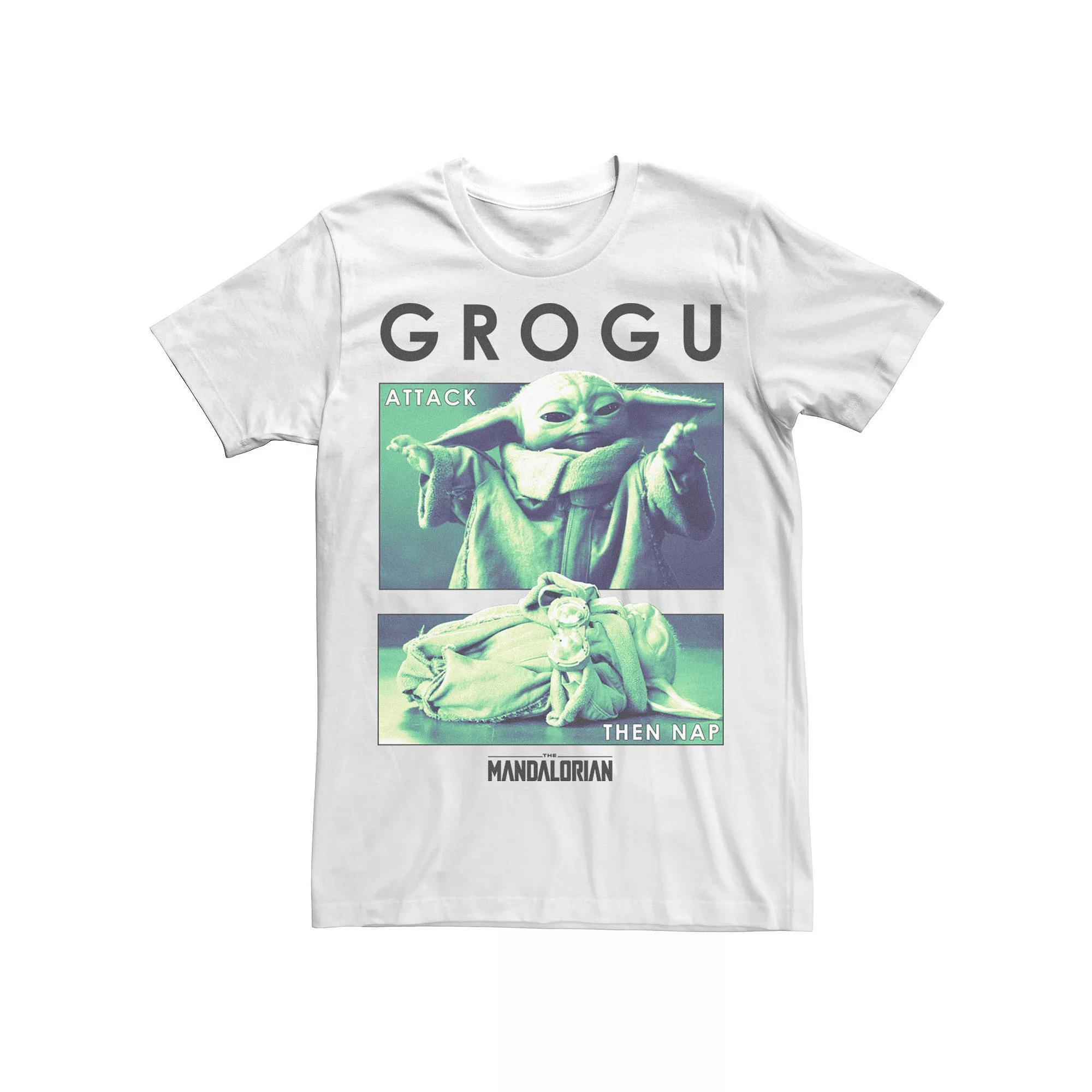 Big & Tall Star Wars: The Mandalorian Grogu Attack Then Nap R14 Tee, Men's, Size: 3XLT, White Product Image