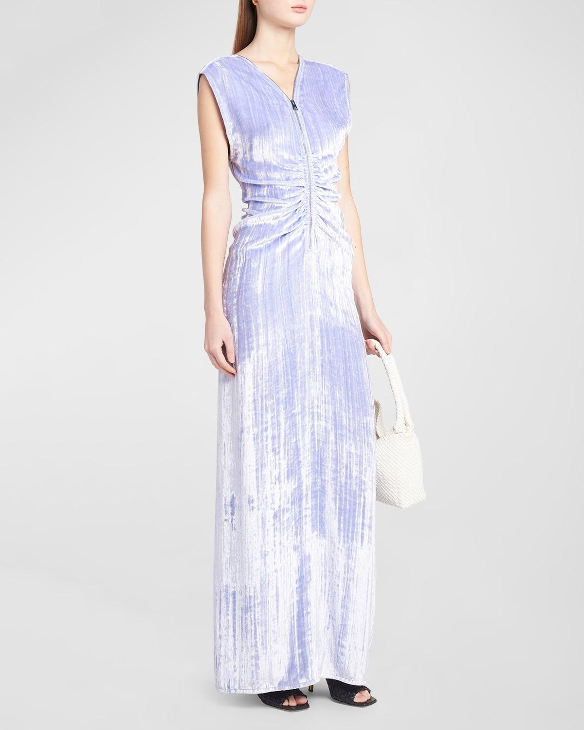 Womens Textured Velvet V-Neck Gown Product Image