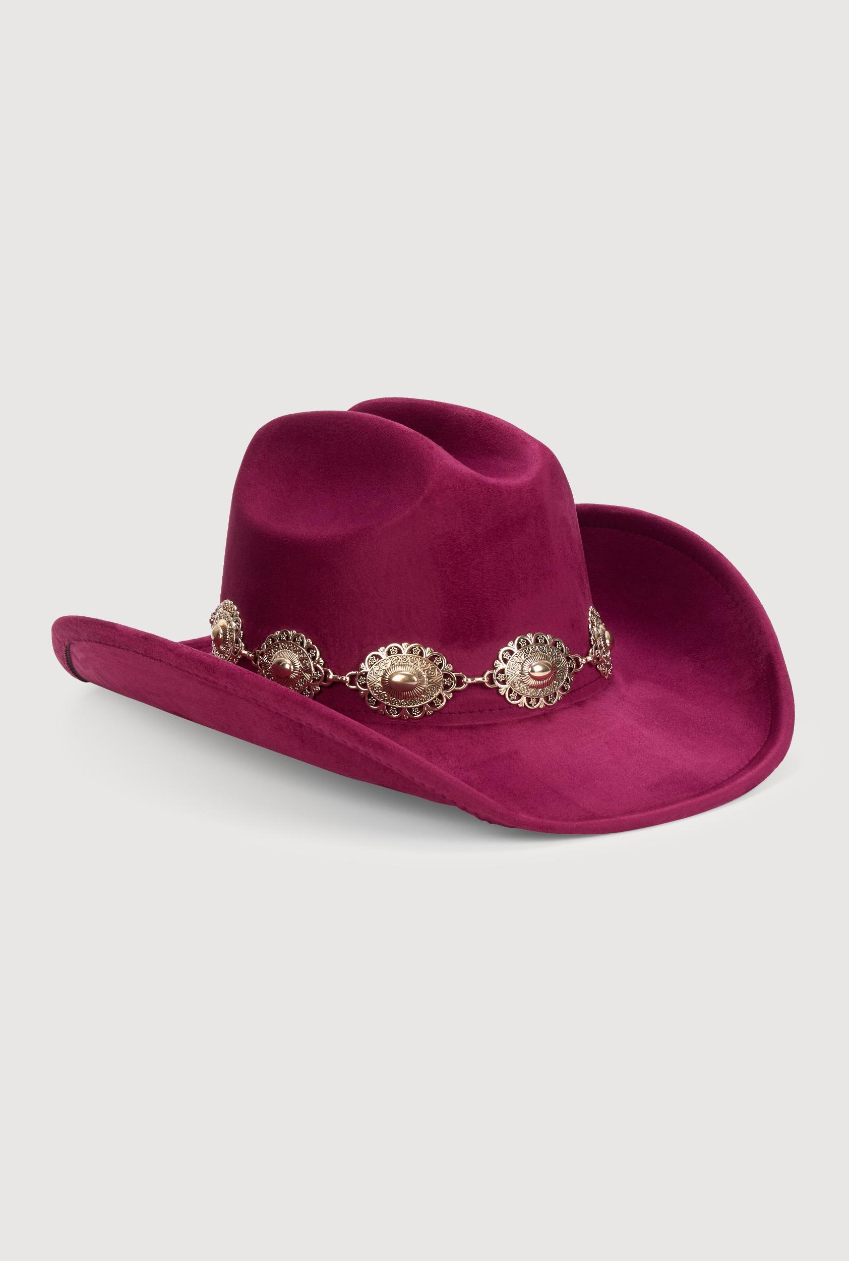 Faux Suede Concho Chain Detail Cowboy Hat Female Product Image