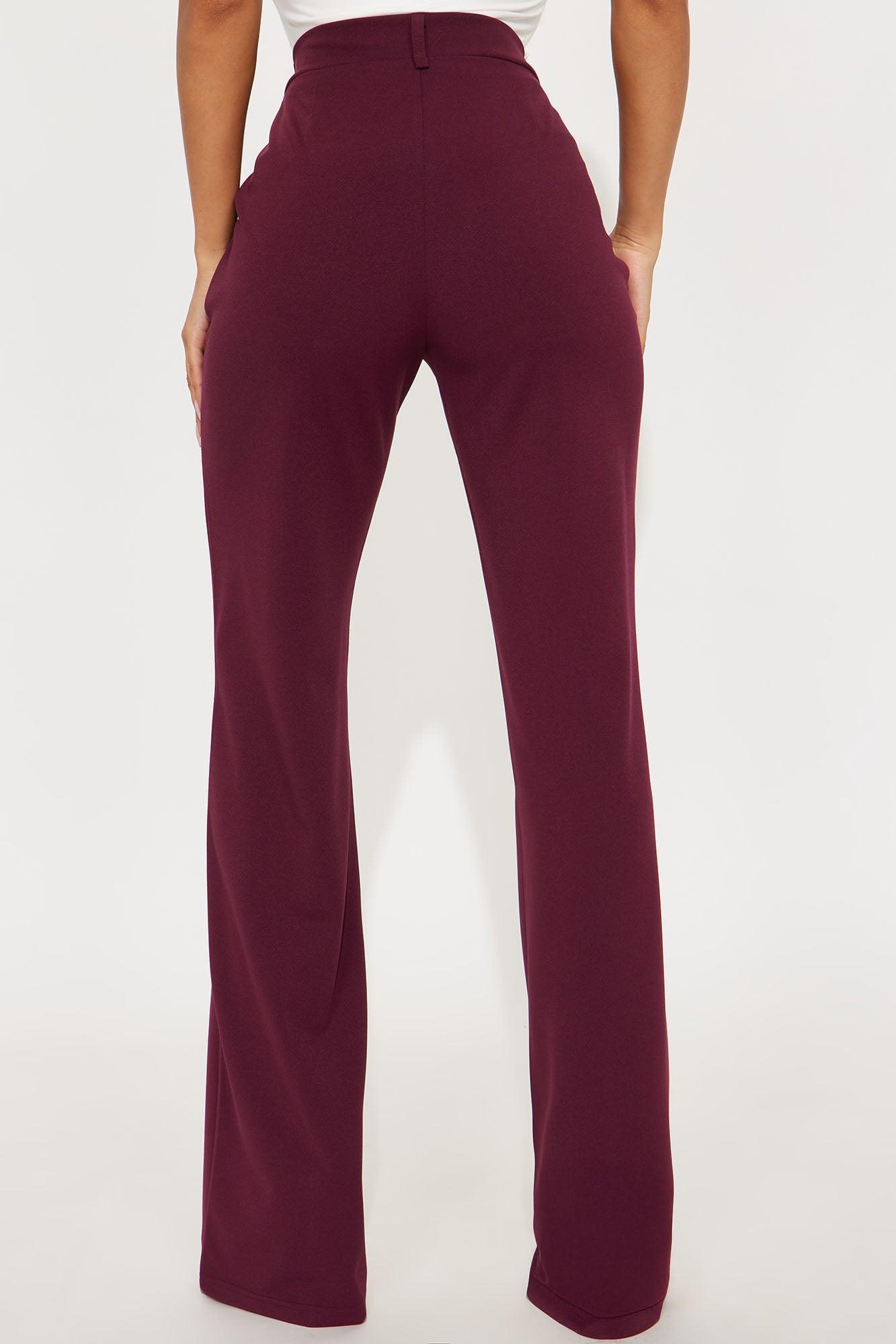 Tall Heidi Wide Leg Trouser Pant - Burgundy Product Image