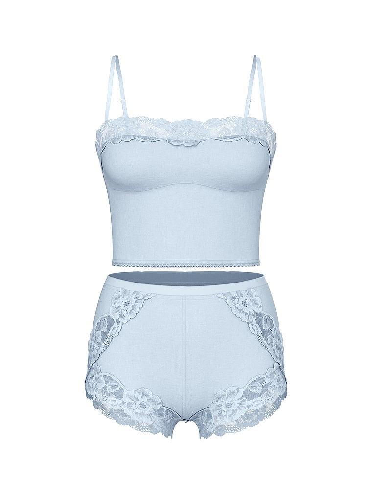 Modal Soft & Lace Trim Straight-Neck Cami Set Product Image