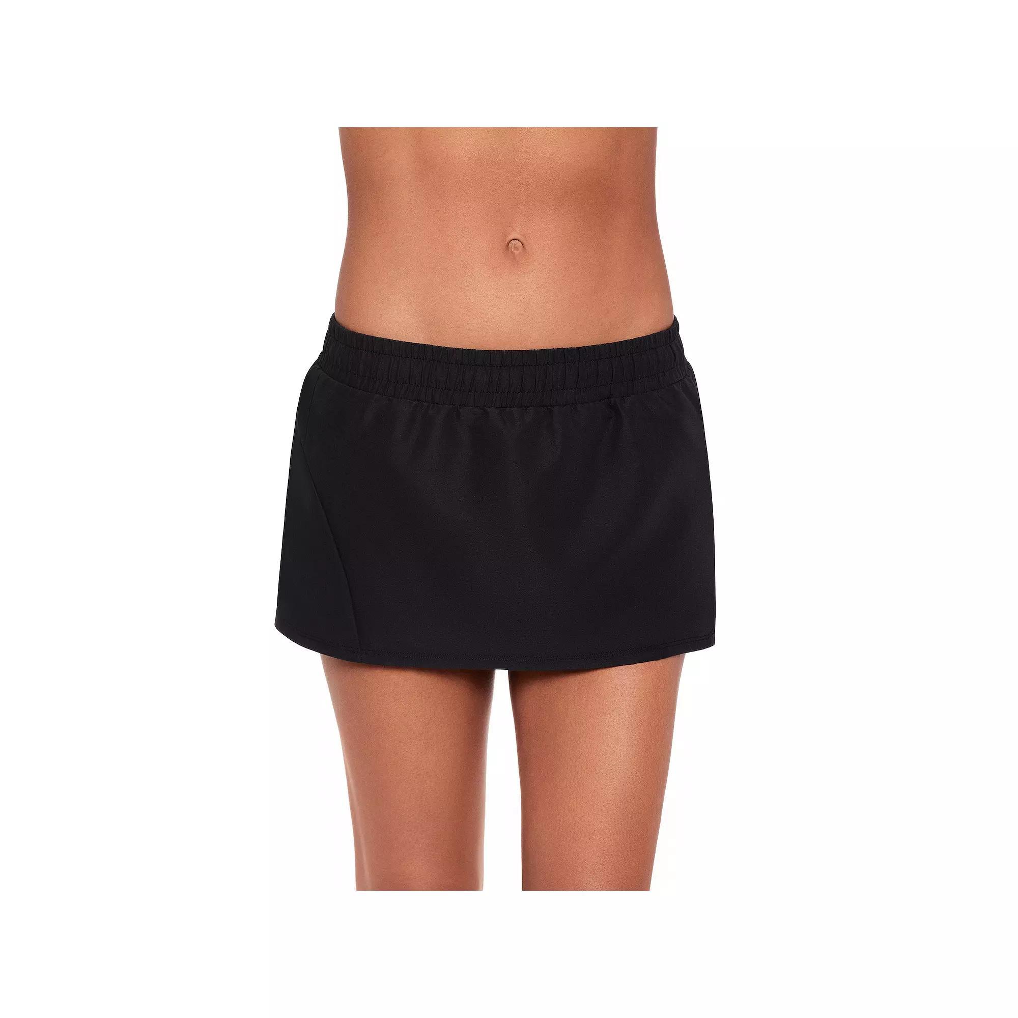 Women's Eco Beach Woven Mini Swim Skort, Size: Small, Black Product Image