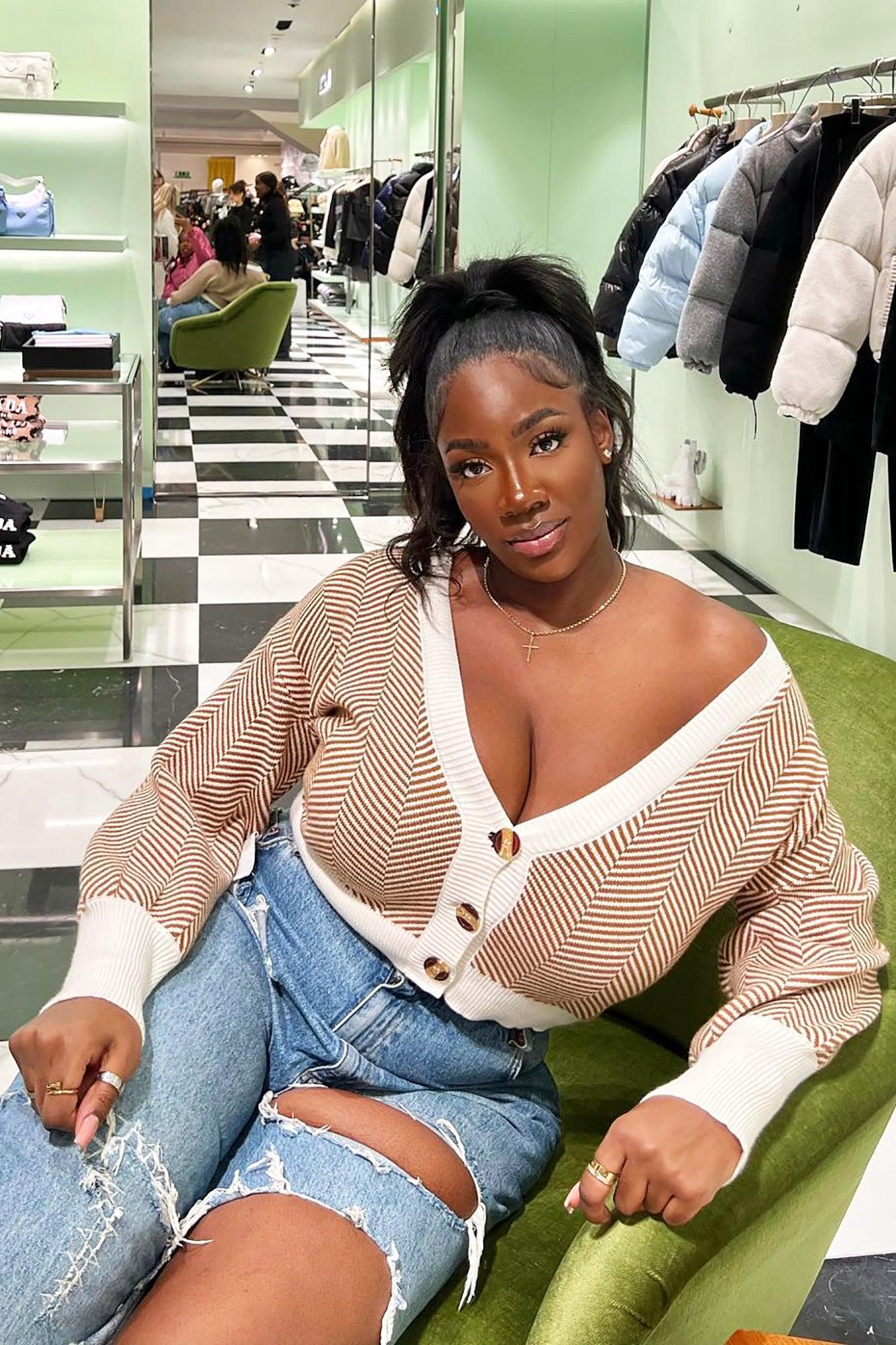 Madison Stripe Cropped Cardigan - Ivory/combo Product Image