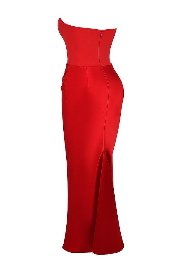 Persephone Scarlet Strapless Corset Maxi Dress Product Image
