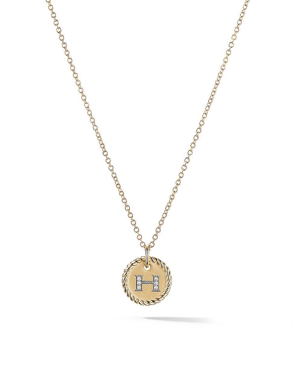 David Yurman Cable Collectibles Initial Pendant with Diamonds in Gold on Chain, 16-18 Product Image