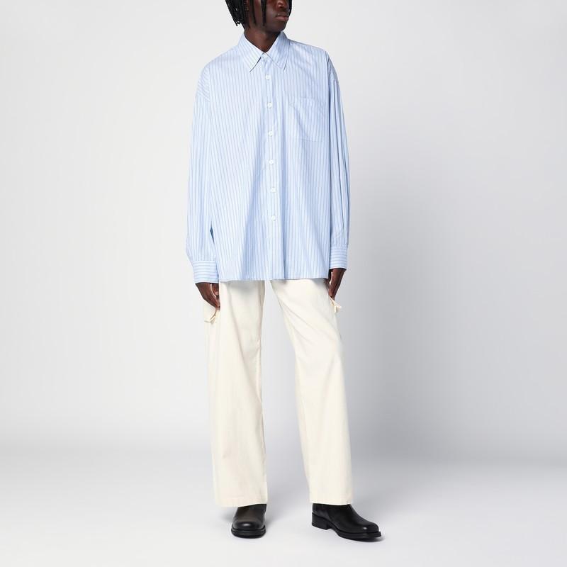 OUR LEGACY Light Blue Striped Borrowed Shirt In Black Product Image