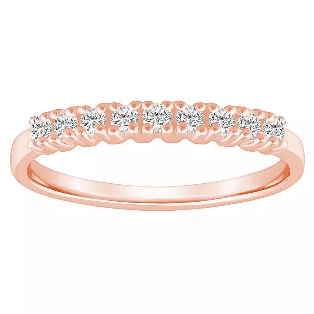 Alyson Layne 14k Gold 1/4 Carat T.W. Diamond 9-Stone Wedding Ring, Womens Pink Product Image