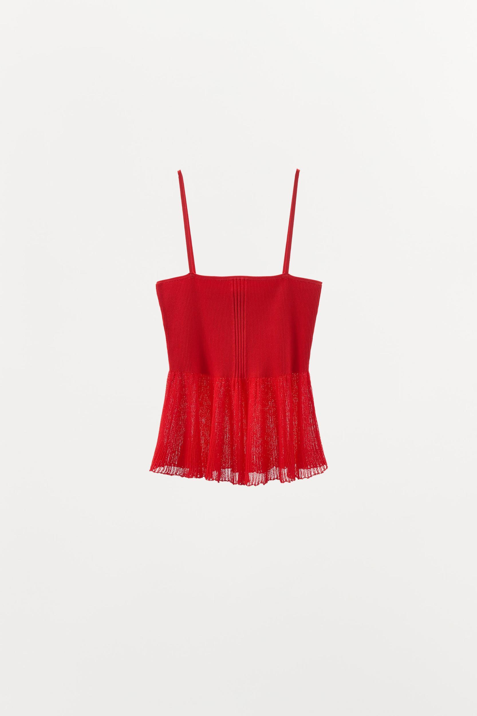 MATCHING RIB KNIT RUFFLE TOP Product Image