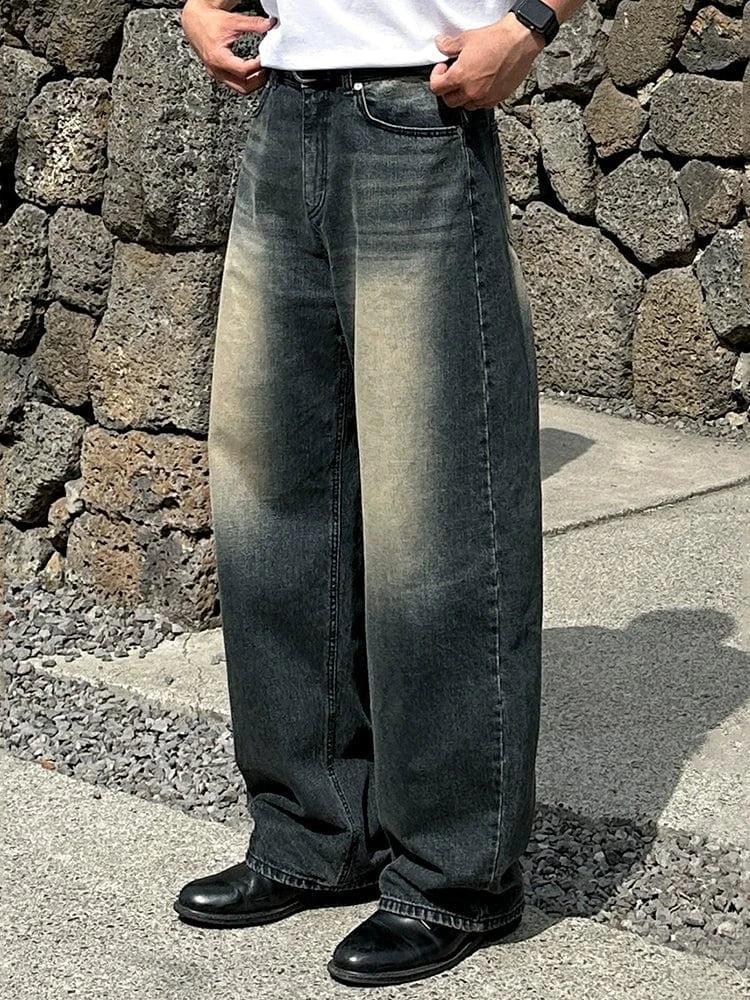 RT No. 18183 WASHED BLUE DENIM STRAIGHT JEANS Product Image