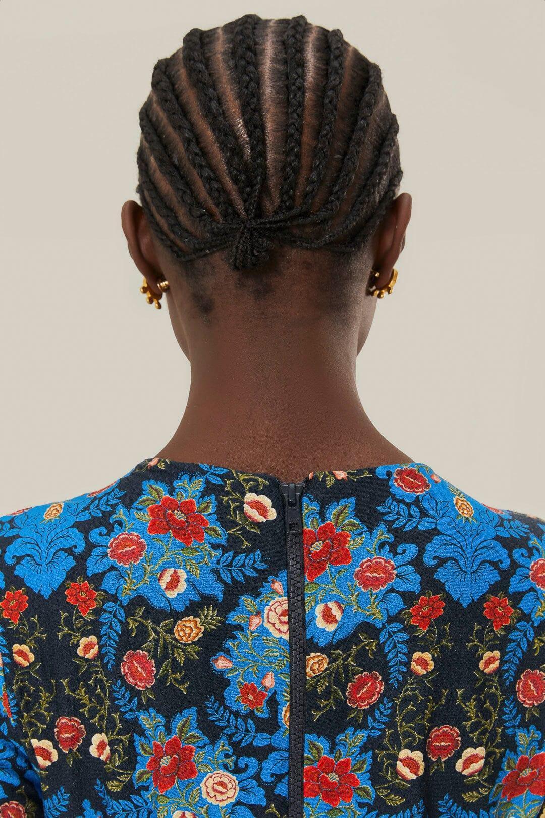 Blue Arabesque Floral Jersey LENZING ECOVERO Midi Dress, ARABESQUE FLORAL BLUE / XL Product Image