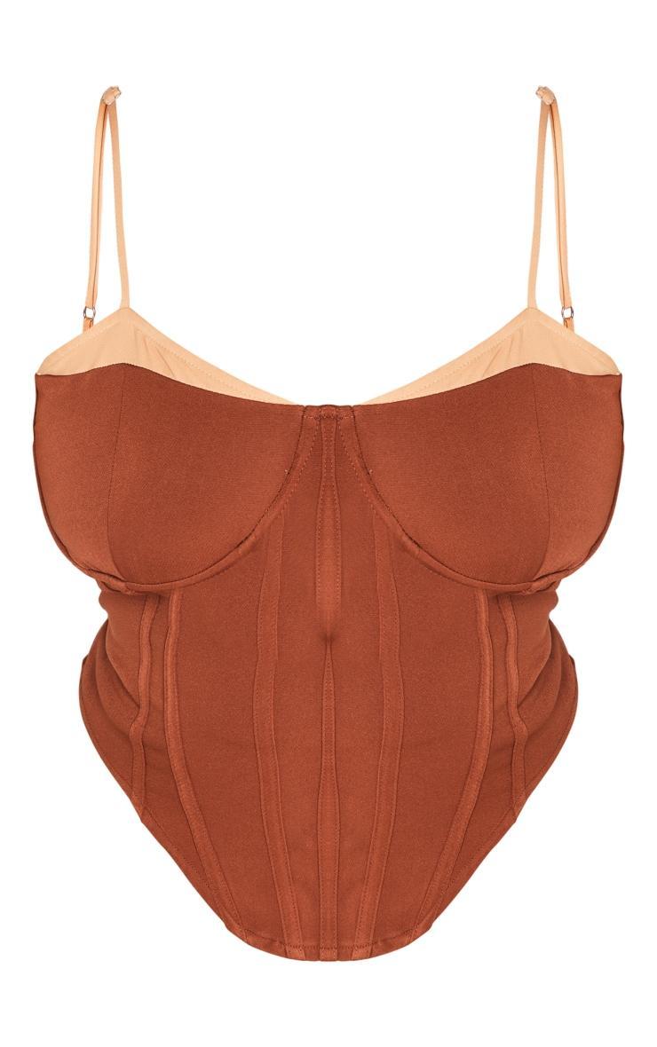 Plus Chocolate Contrast Corset Top Product Image