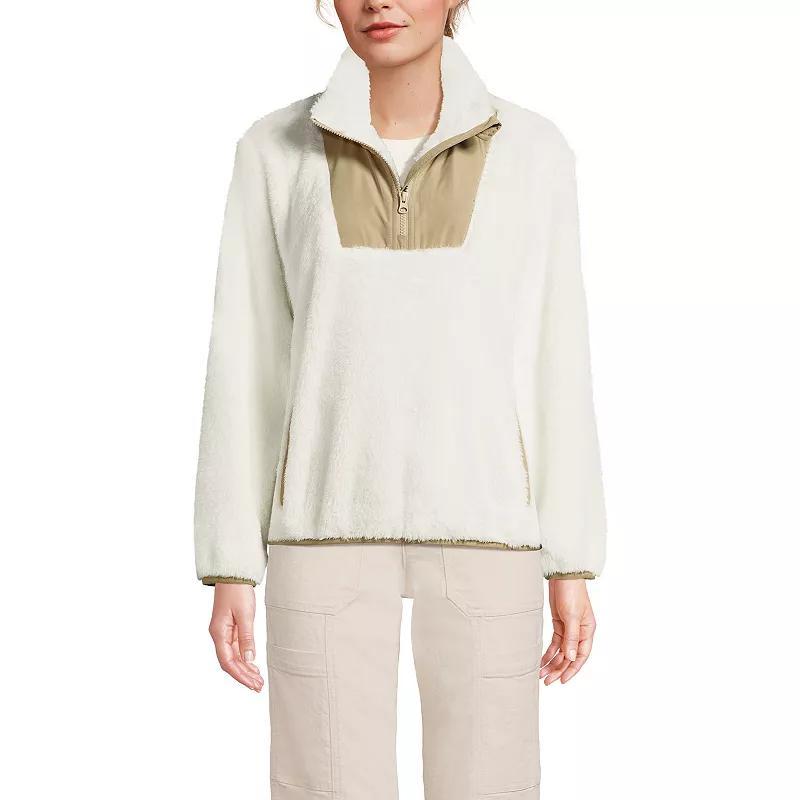 Women's Lands' End Quarter-Zip Cozy Sherpa Fleece Pullover, Size: XS, Subtle Blue Product Image