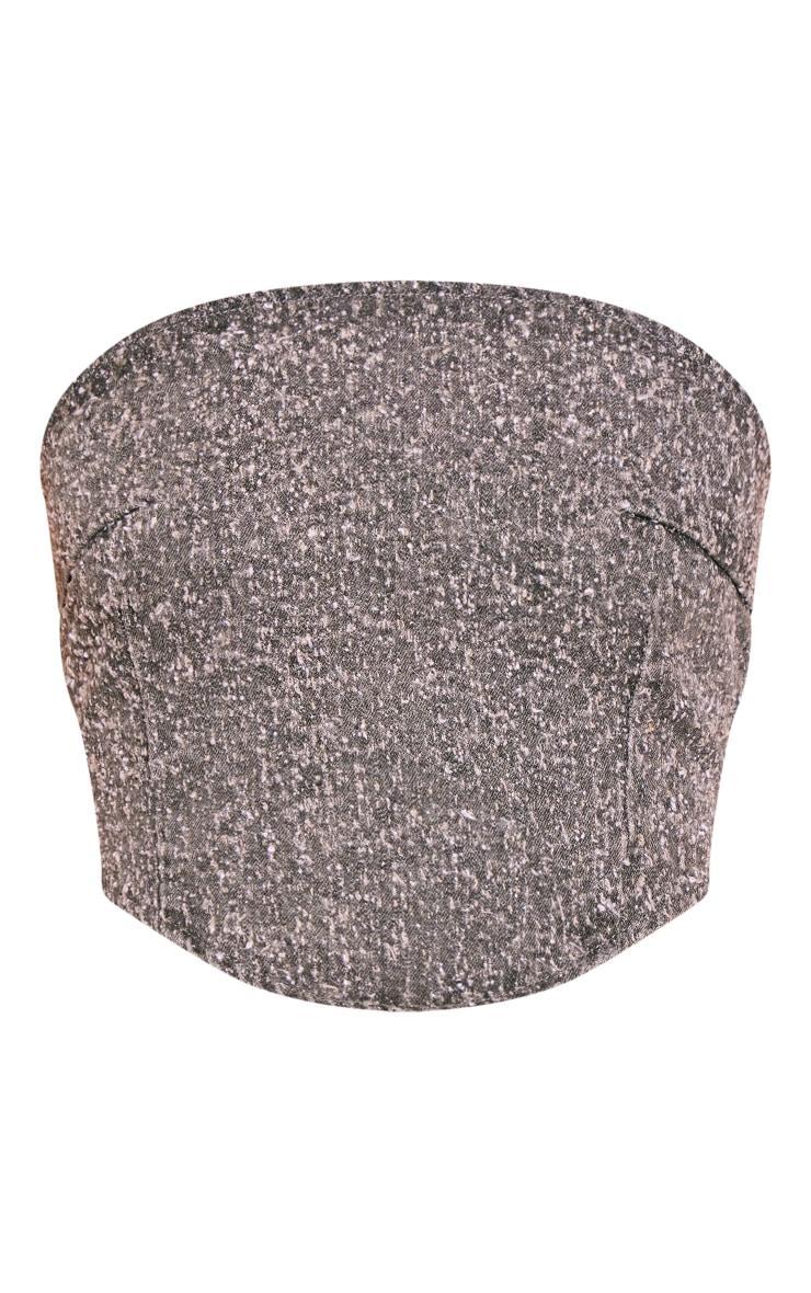 Grey Bobble Denim Corset Crop Top Product Image