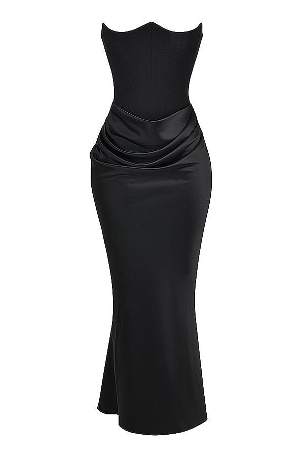 Persephone Black Strapless Corset Dress Product Image
